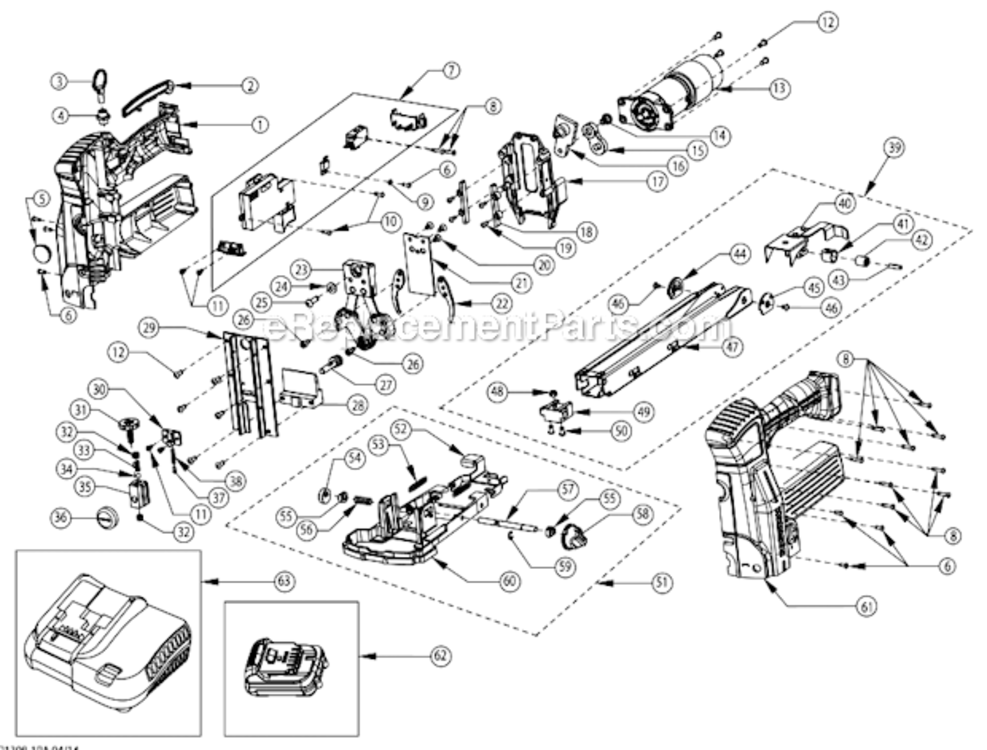 Page A Diagram and Parts List for DSW-3522 Type 1 Bostitch Nailer