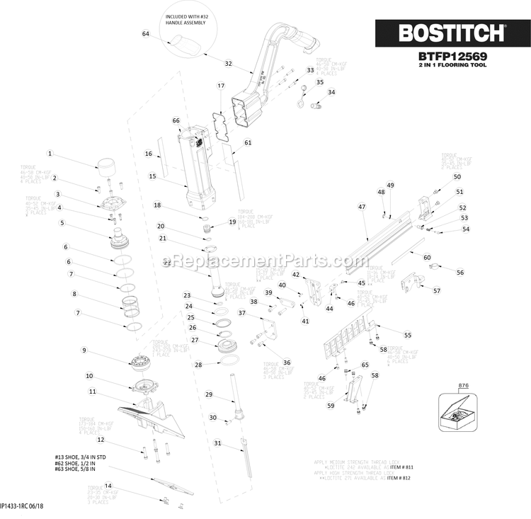 Page A Diagram and Parts List for BTFP12569 17280 000 and up Bostitch Nailer