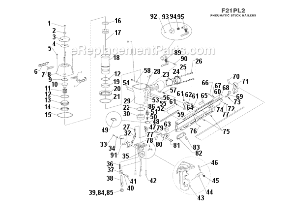 Page A Diagram and Parts List for F21PL2  Bostitch Nailer