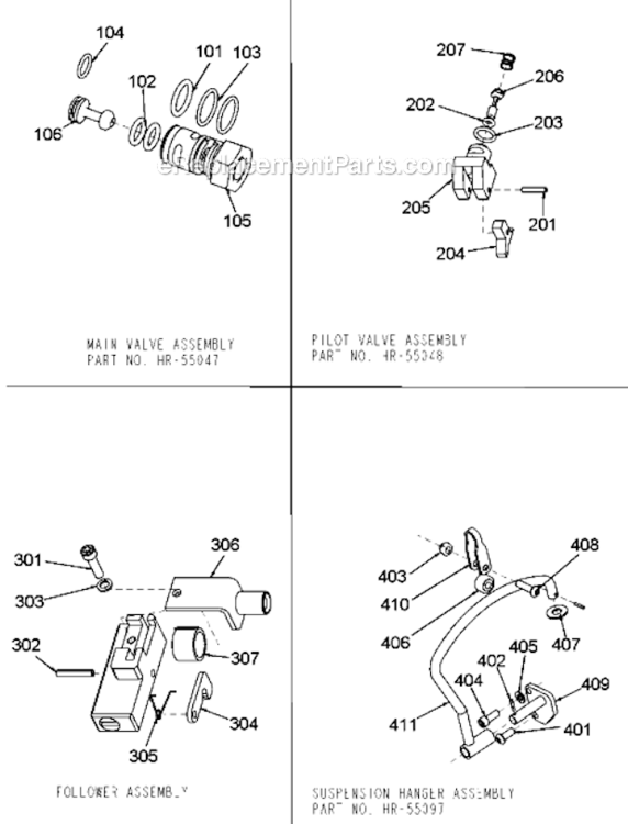 Page A Diagram and Parts List for HR-65BSH Type 0 Bostitch Nailer