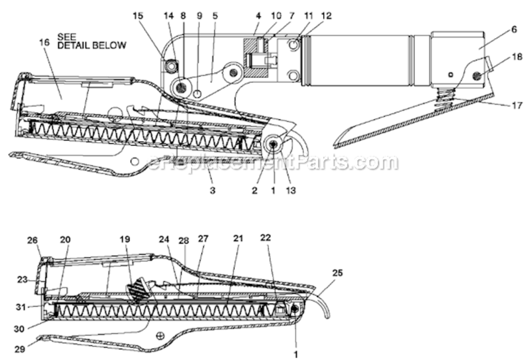 Page A Diagram and Parts List for JB600 Type 0 Bostitch Nailer