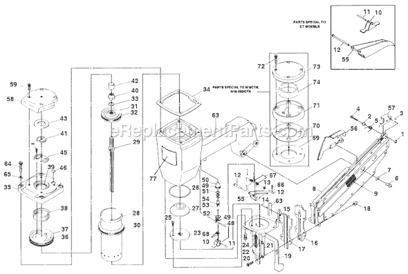 Page A Diagram and Parts List for N16  Bostitch Nailer