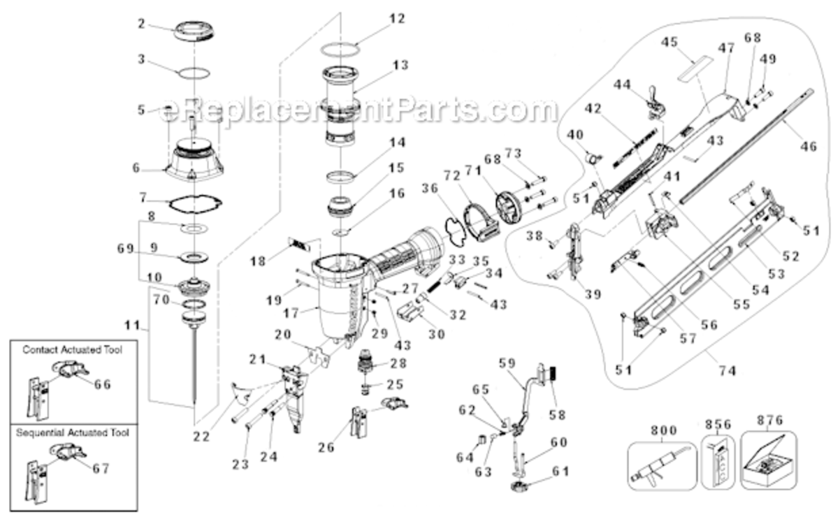 Page A Diagram and Parts List for N62FNK-2 Type 0 Bostitch Nailer