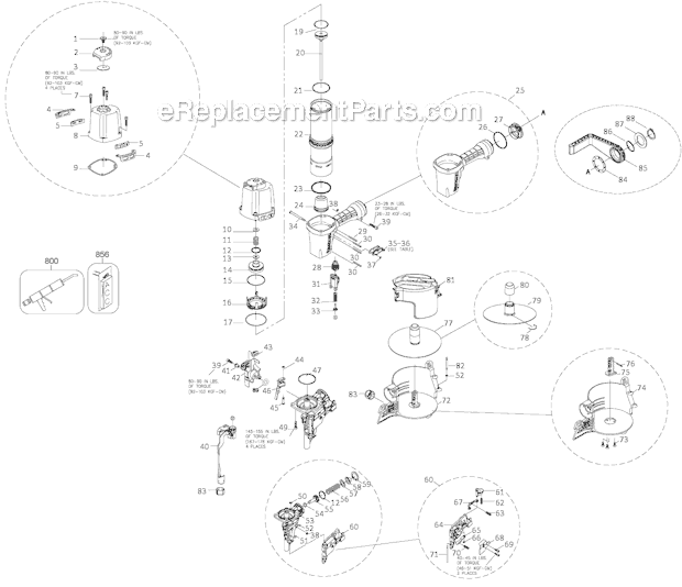 Page A Diagram and Parts List for N75C-1 Type 0 Bostitch Nailer