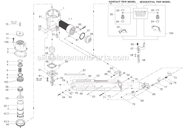 Page A Diagram and Parts List for N80SB  Bostitch Nailer