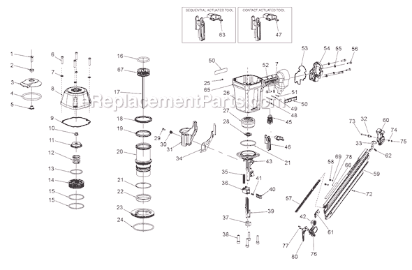 Page A Diagram and Parts List for N88WWB  Bostitch Nailer