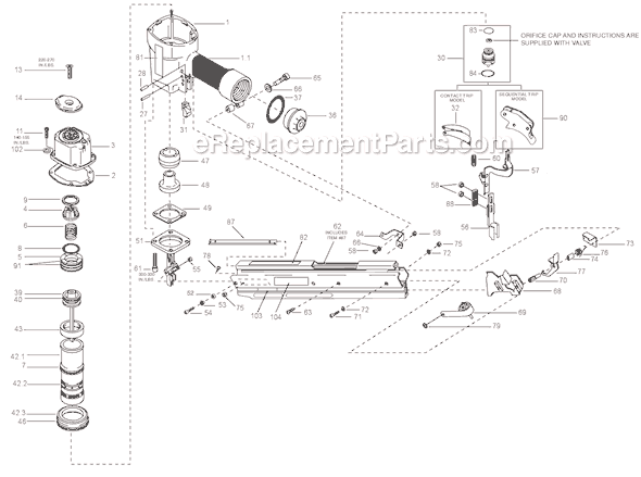 Page A Diagram and Parts List for N95RHN  Bostitch Nailer