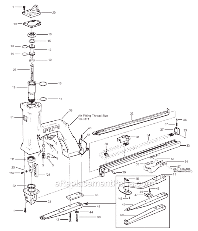 Page A Diagram and Parts List for P50  Bostitch Nailer