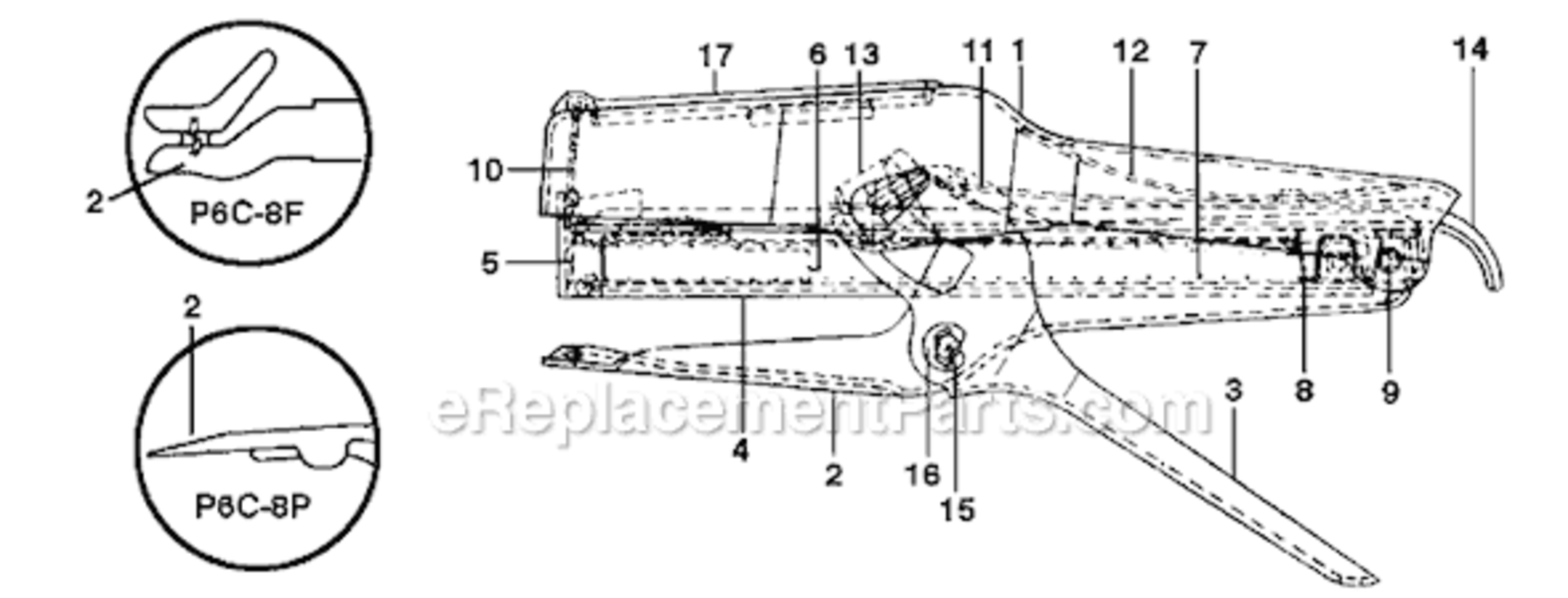 Page A Diagram and Parts List for P6C  Bostitch Nailer