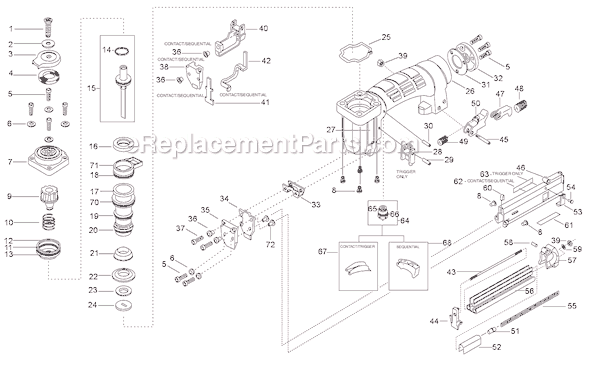 Page A Diagram and Parts List for PC5000  Bostitch Nailer