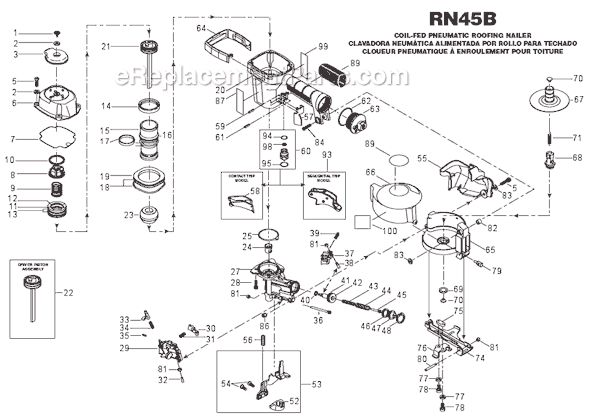 Page A Diagram and Parts List for RN45B  Bostitch Nailer