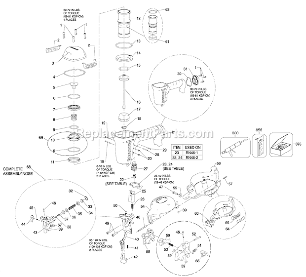 Page A Diagram and Parts List for RN46-1  Bostitch Nailer