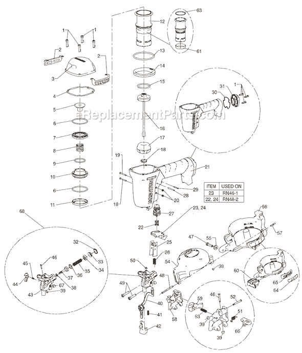 Page A Diagram and Parts List for RN46  Bostitch Nailer