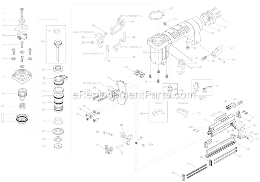 Page A Diagram and Parts List for S32SL-OC Type 0 Bostitch Nailer