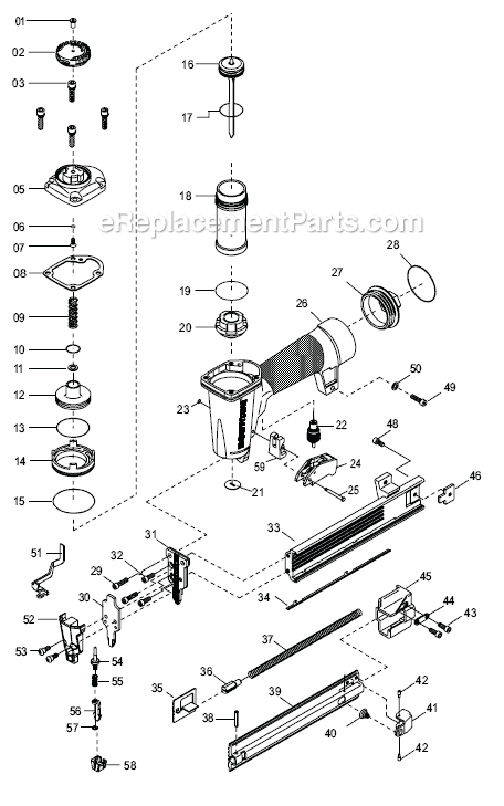 Page A Diagram and Parts List for SB-125BN  Bostitch Nailer