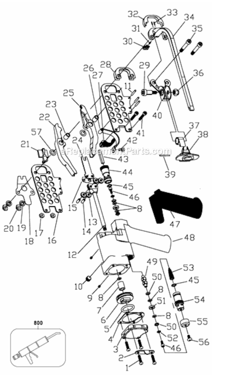 Page A Diagram and Parts List for SC760 Type 0 Bostitch Nailer