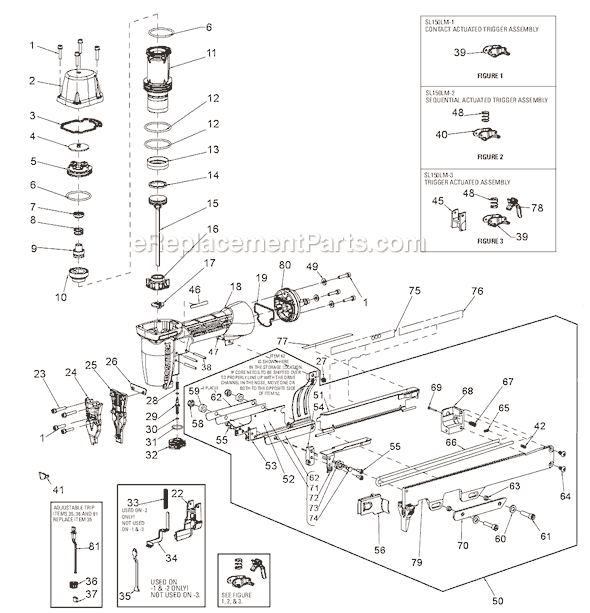 Page A Diagram and Parts List for SL150LM  Bostitch Nailer