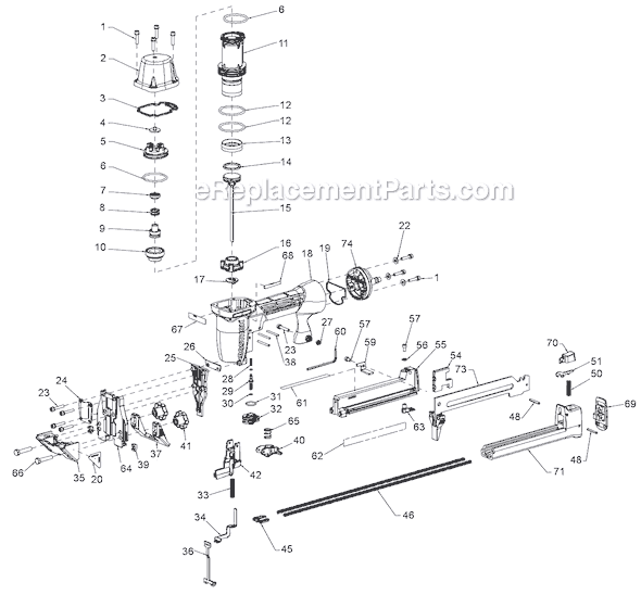 Page A Diagram and Parts List for SX150-BHF  Bostitch Nailer