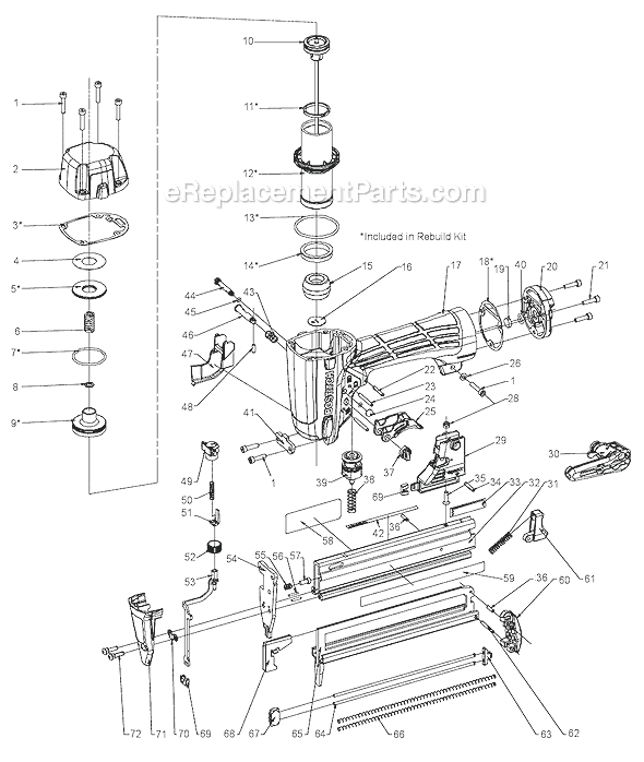 Page A Diagram and Parts List for SX1838  Bostitch Nailer
