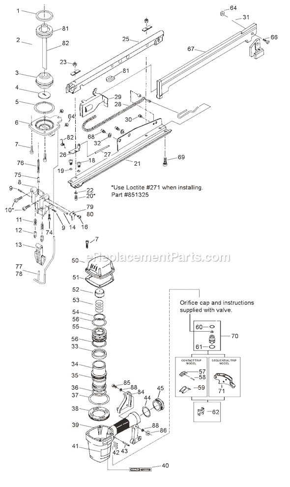 Page A Diagram and Parts List for T40BSX  Bostitch Nailer