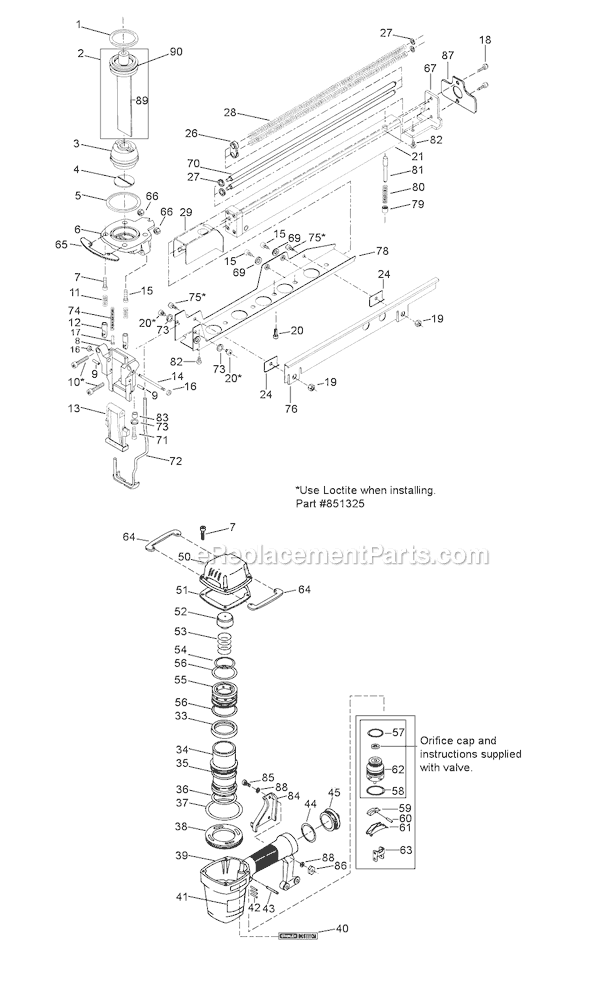 Page A Diagram and Parts List for T40S2M  Bostitch Nailer