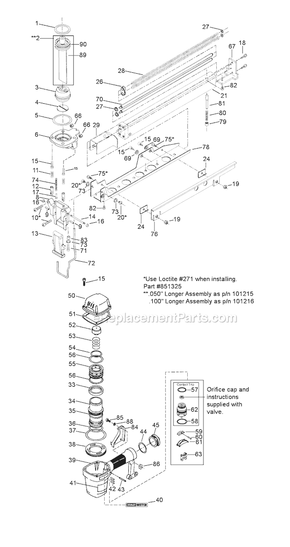 Page A Diagram and Parts List for T40S2S  Bostitch Nailer