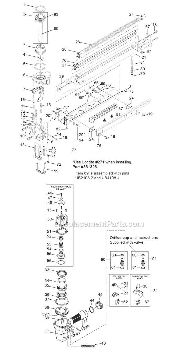Page A Diagram and Parts List for T40S2  Bostitch Nailer