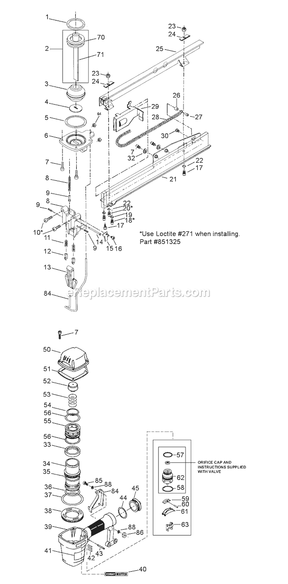 Page A Diagram and Parts List for T40S4M  Bostitch Nailer