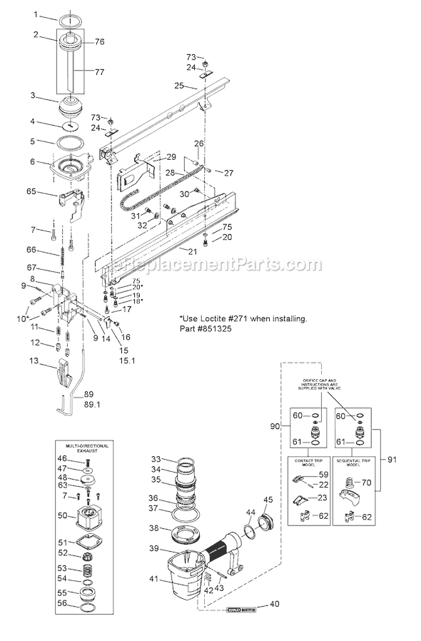 Page A Diagram and Parts List for T40S4  Bostitch Nailer