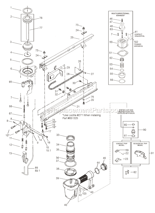 Page A Diagram and Parts List for T40SL  Bostitch Nailer
