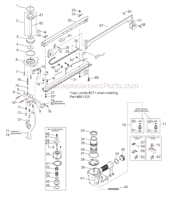 Page A Diagram and Parts List for T40SX  Bostitch Nailer