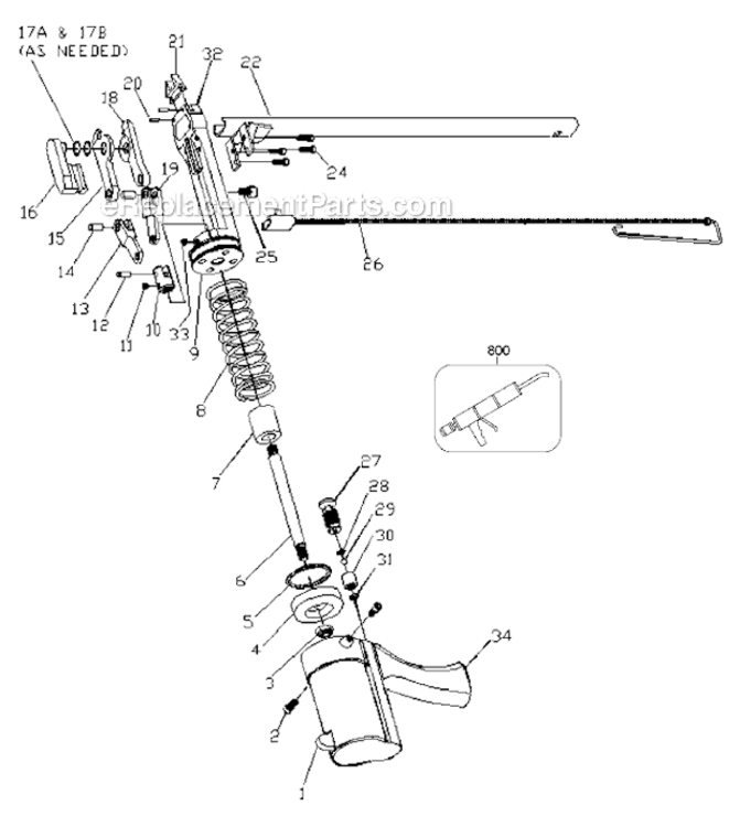 Page A Diagram and Parts List for TR203 Type 0 Bostitch Nailer