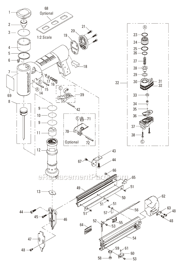 Page A Diagram and Parts List for TU-216-2330  Bostitch Nailer