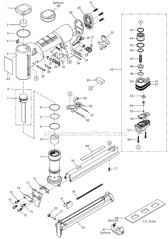 Page A Diagram and Parts List for TU-216-80  Bostitch Nailer