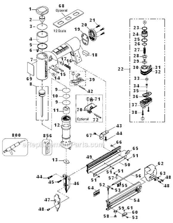 Page A Diagram and Parts List for TU216-2330 Type 0 Bostitch Nailer