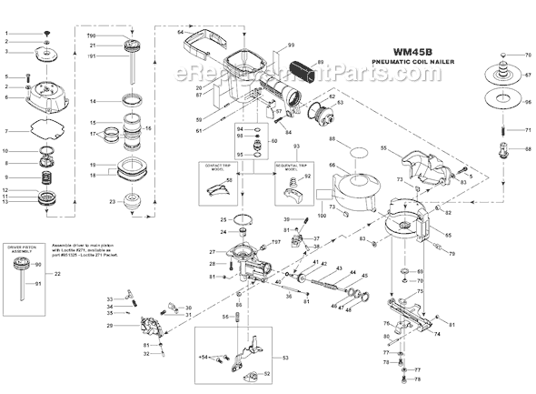 Page A Diagram and Parts List for WM45B  Bostitch Nailer