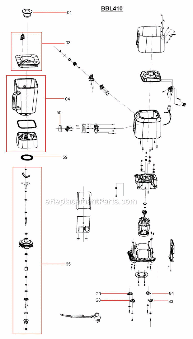 Page A Diagram and Parts List for BBL410XL  Breville Blender