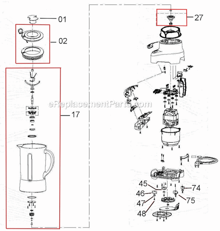Page A Diagram and Parts List for BBL560XL  Breville Blender