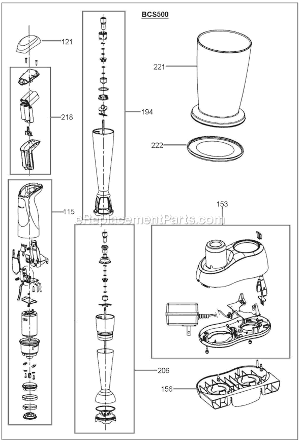 Page A Diagram and Parts List for BCS500XL  Breville Blender