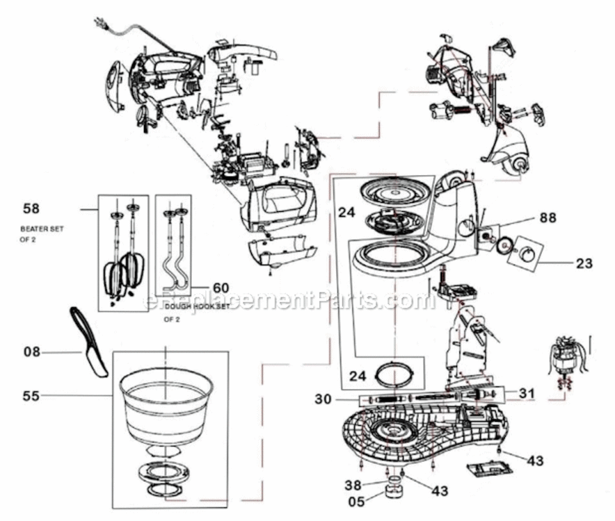 Page A Diagram and Parts List for BEM600XL  Breville Mixer