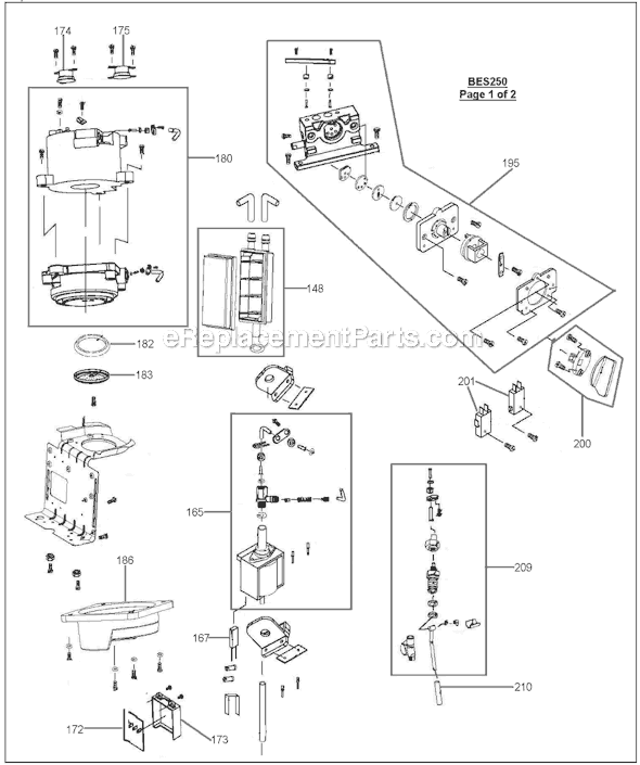 Page A Diagram and Parts List for BES250XL  Breville Espresso Machine