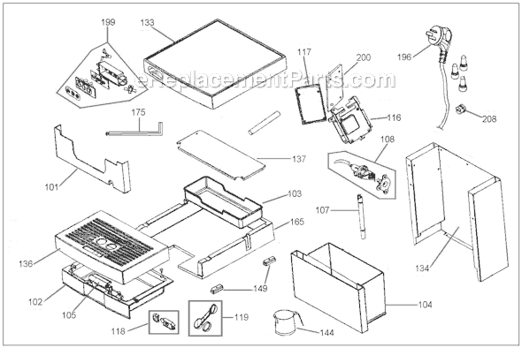 Page B Diagram and Parts List for BES400XL  Breville Espresso Machine