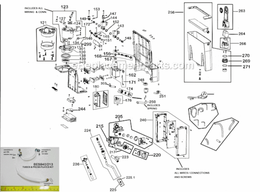 Page B Diagram and Parts List for BES840BSXL  Breville Espresso Machine