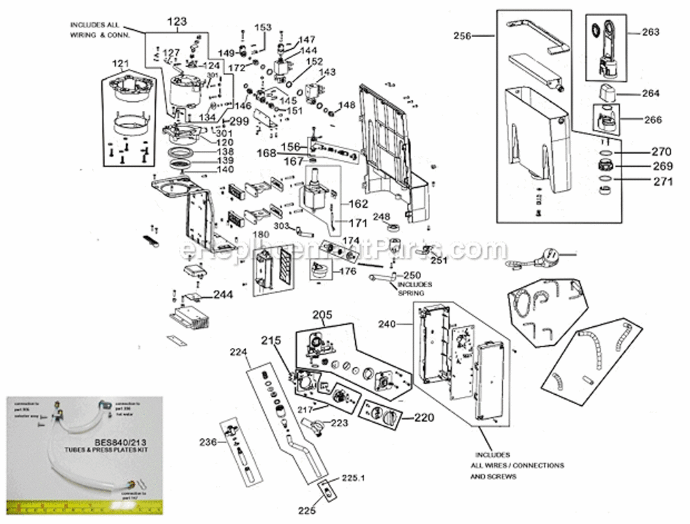 Page B Diagram and Parts List for BES840BS  Breville Espresso Machine