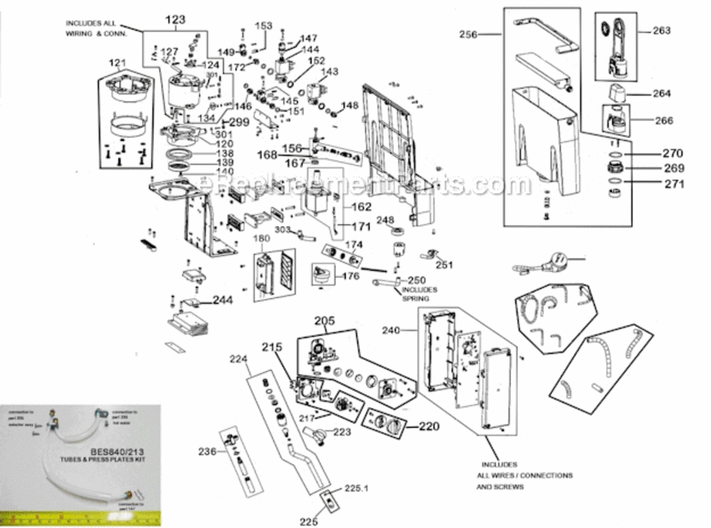 Page B Diagram and Parts List for BES840CBXL  Breville Espresso Machine