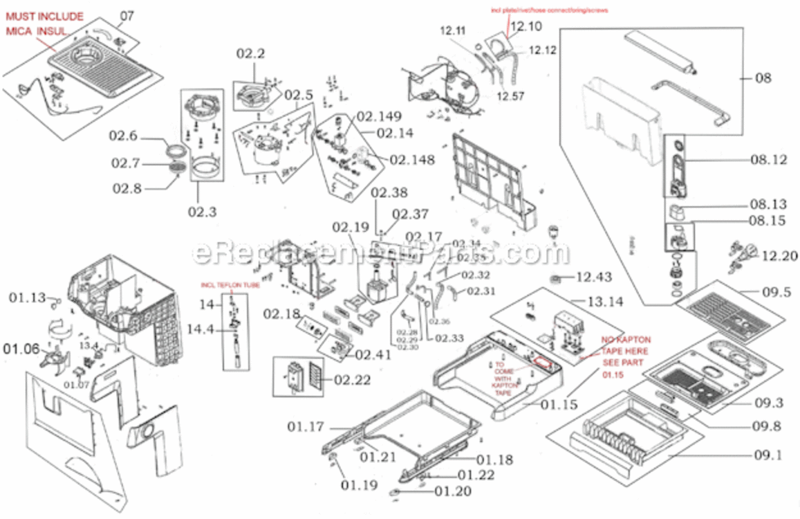Page B Diagram and Parts List for BES870BSXL  Breville Espresso Machine
