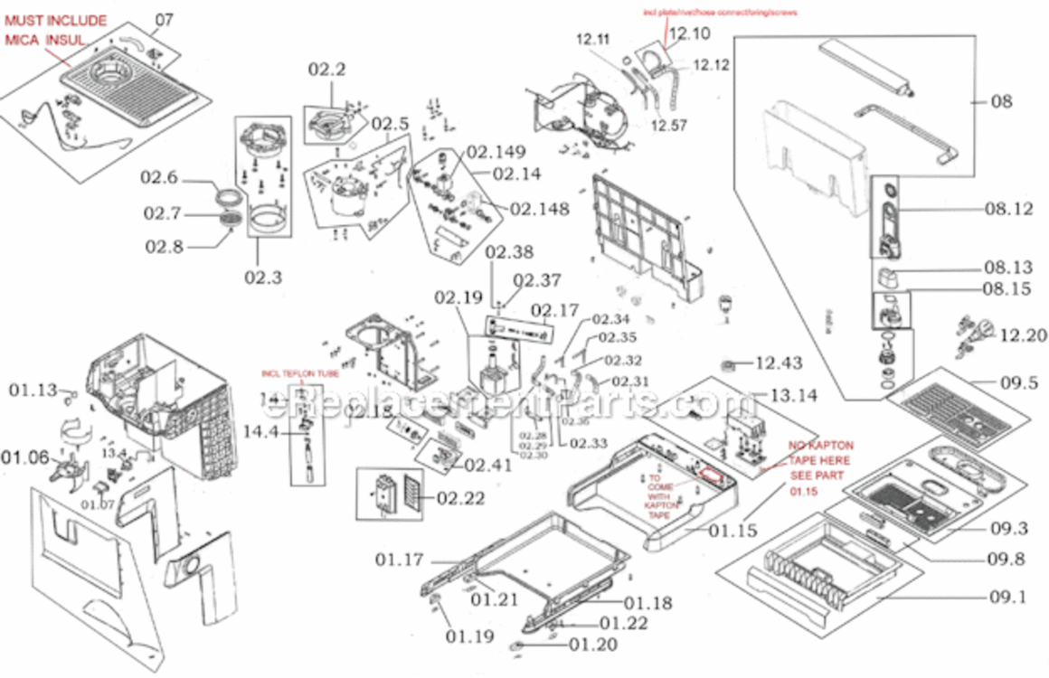 Page B Diagram and Parts List for BES870CBXL  Breville Espresso Machine