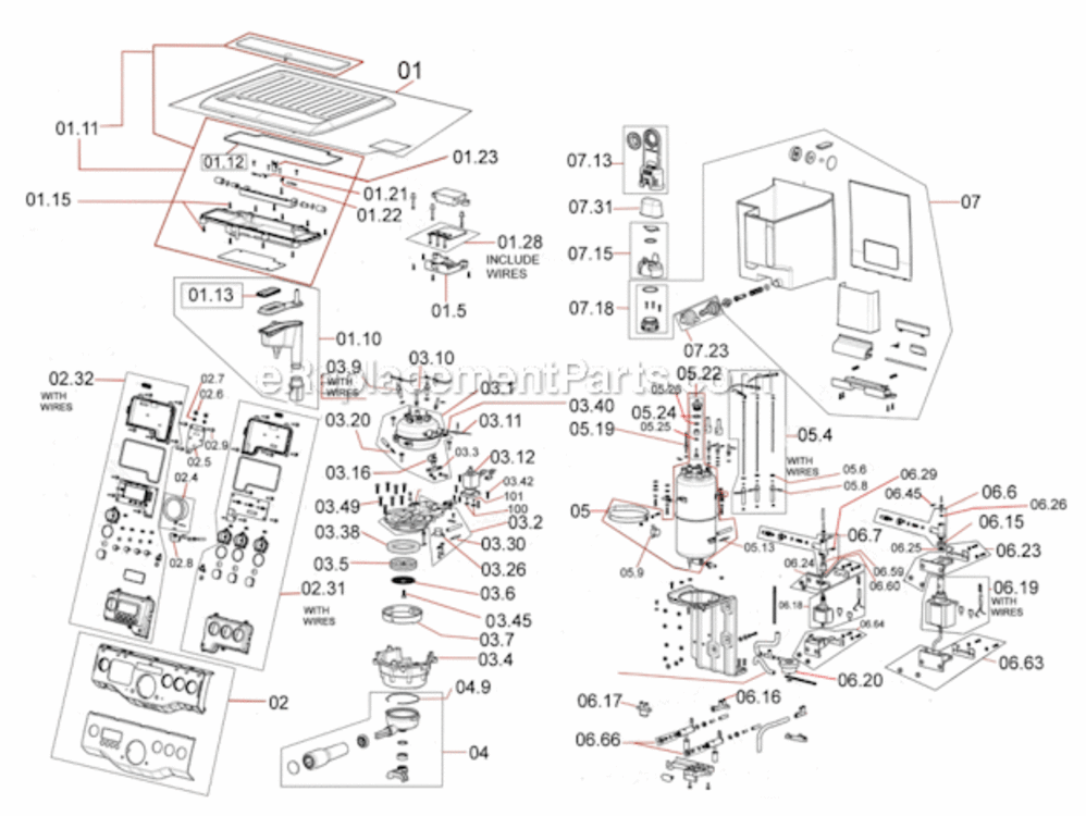 Page B Diagram and Parts List for BES920XL  Breville Espresso Machine