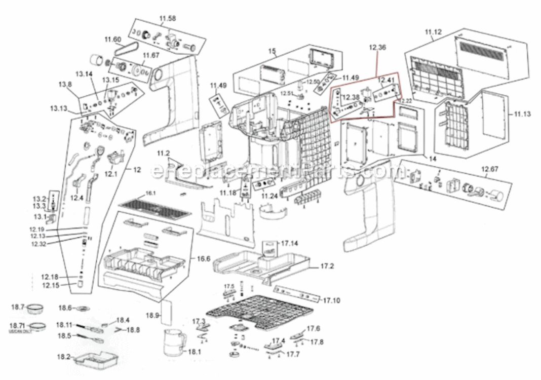 Page C Diagram and Parts List for BES980XL  Breville Espresso Machine