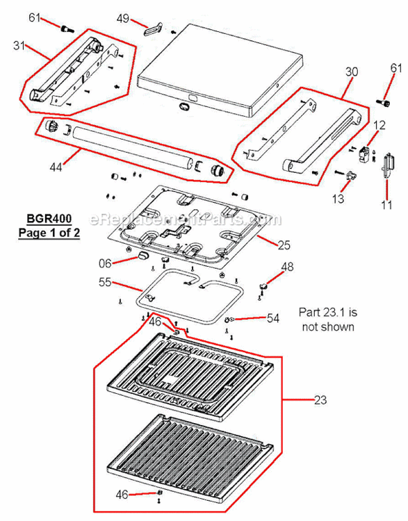 Page A Diagram and Parts List for BGR420XL  Breville Grill
